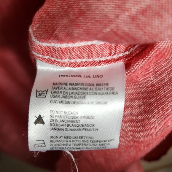 Report Collection Mens 100% Linen Cherry Red Long Sleeve Buttonfront Shirt |XL| - Picture 4 of 8